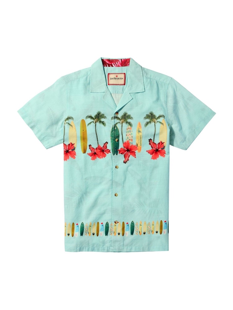 Joe Browns Blue 100% Cotton Surf Board Placement Print Short Sleeve Shirt - Image 5 of 5