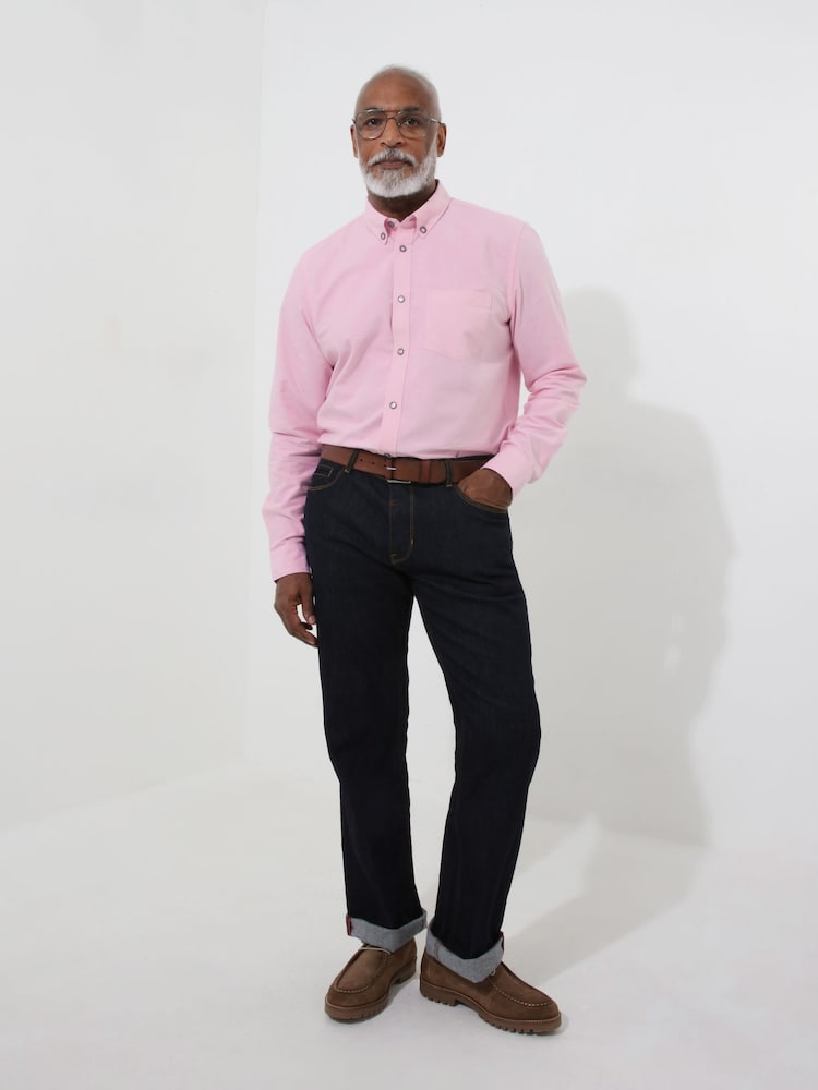 Joe Browns Pink 100% Cotton Floral Trim Oxford Shirt - Image 2 of 5