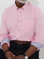 Joe Browns Pink 100% Cotton Floral Trim Oxford Shirt - Image 3 of 5