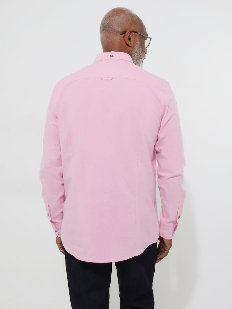 Joe Browns Pink 100% Cotton Floral Trim Oxford Shirt - Image 4 of 5