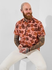 Joe Browns Pink Palm Tree Print Short Sleeve Shirt - Image 1 of 6