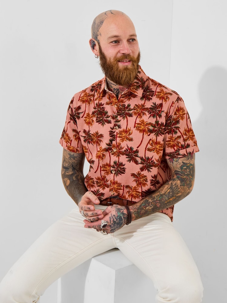Joe Browns Palm Tree Print Short Sleeve Shirt - Imagen 1 de 6 Joe Browns Palm Tree Print Short Sleeve Shirt - Imagen 1 de 6