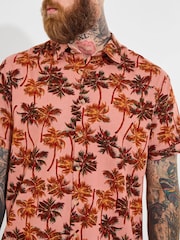Joe Browns Pink Palm Tree Print Short Sleeve Shirt - Image 3 of 6