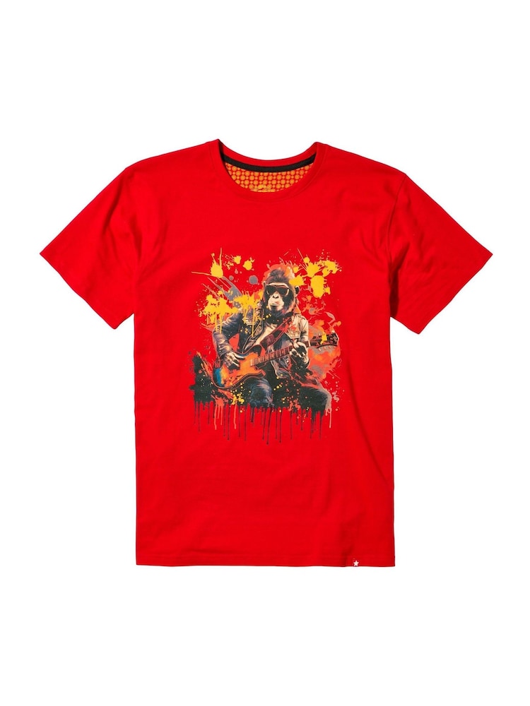 Joe Browns Red 100% Cotton Rockstar Gorilla Grapohic Short Sleeve T-Shirt - Image 5 of 5