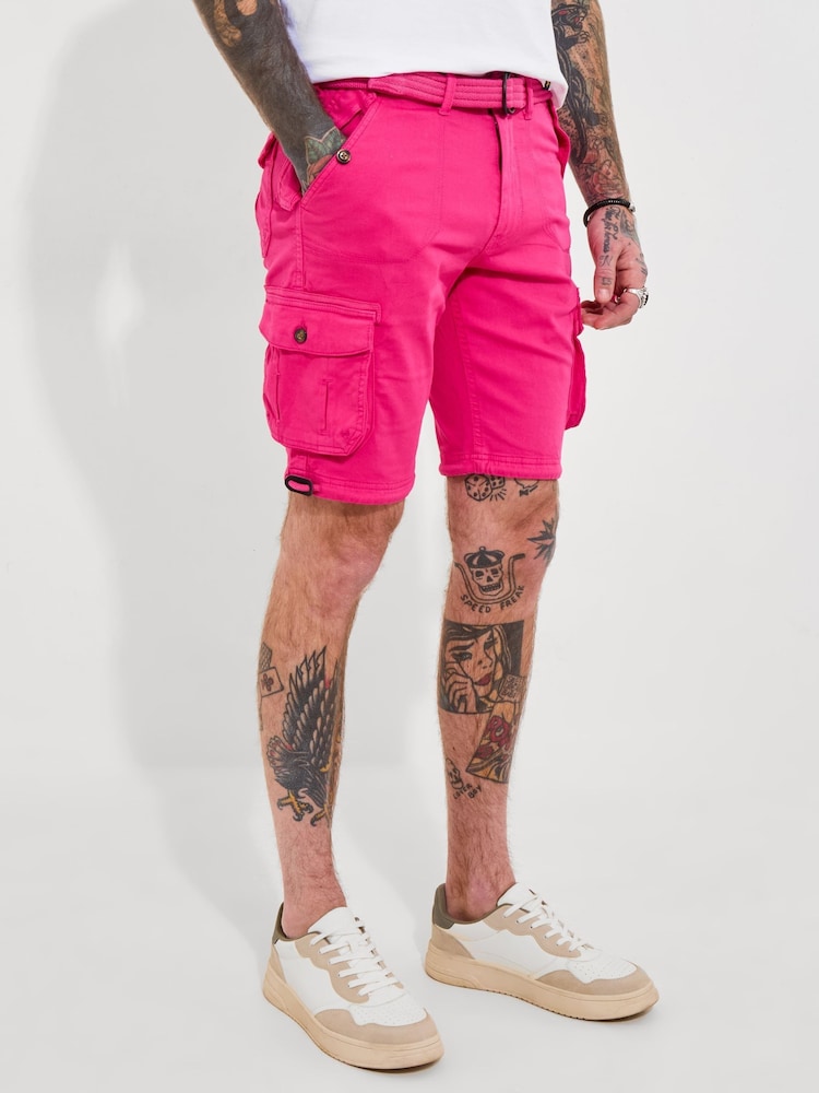 Joe Browns Pink Belted Relaxed Fit Cargo Shorts - Image 1 of 5