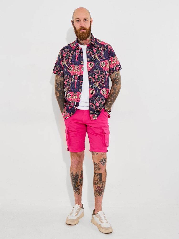 Joe Browns Pink Belted Relaxed Fit Cargo Shorts - Image 2 of 5
