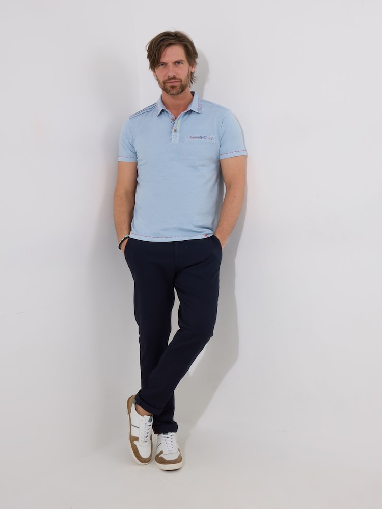 Joe Browns Blue Floral Trim Polo Shirt - Image 2 of 4