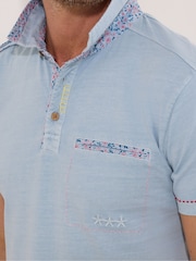 Joe Browns Blue Floral Trim Polo Shirt - Image 3 of 4