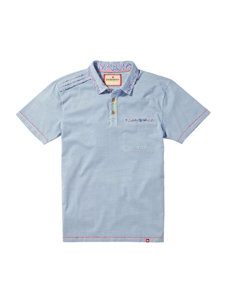 Joe Browns Blue Floral Trim Polo Shirt - Image 4 of 4