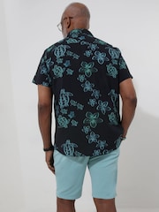 Joe Browns Blue Floral Turtle Print Short Sleeve Shirt - Image 4 of 5