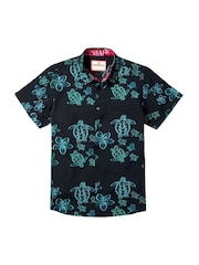 Joe Browns Blue Floral Turtle Print Short Sleeve Shirt - Image 5 of 5