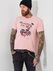 Joe Browns Pink 100% Cotton Pin-Up Motorbike Graphic T-Shirt - Image 1 of 5