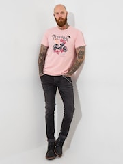 Joe Browns Pink 100% Cotton Pin-Up Motorbike Graphic T-Shirt - Image 3 of 5