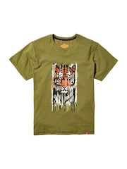 Joe Browns Green 100% Cotton Tiger Head Graphic Short Sleeve T-Shirt - Image 5 of 5