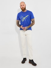 Joe Browns Blue 100% Cotton Guitar Sketch Graphic Acid Wash Short Sleeve T-Shirt - Image 2 of 6