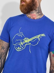 Joe Browns Blue 100% Cotton Guitar Sketch Graphic Acid Wash Short Sleeve T-Shirt - Image 5 of 6