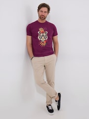 Joe Browns Purple 100% Cotton Tropical Tiger Graphic Short Sleeve T-Shirt - Image 4 of 5