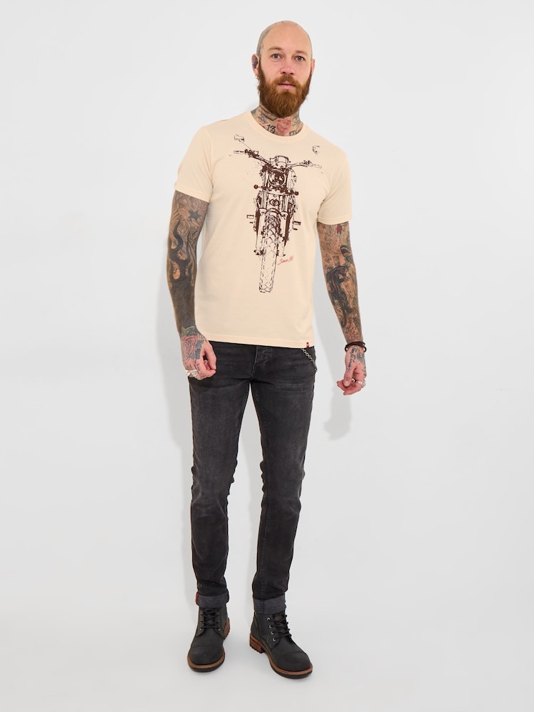 Joe Browns Cream 100% Cotton Sketchy Motorbike Graphic Short Sleeve T-Shirt - Image 2 of 7 Joe Browns Cream 100% Cotton Sketchy Motorbike Graphic Short Sleeve T-Shirt - Image 2 of 7