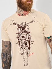 Joe Browns Cream 100% Cotton Sketchy Motorbike Graphic Short Sleeve T-Shirt - Image 5 of 7