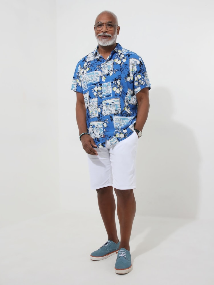 Joe Browns Blue Postcard Print Summer Holiday Short Sleeve Shirt - Image 2 of 5