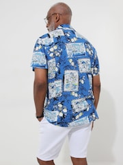Joe Browns Blue Postcard Print Summer Holiday Short Sleeve Shirt - Image 4 of 5