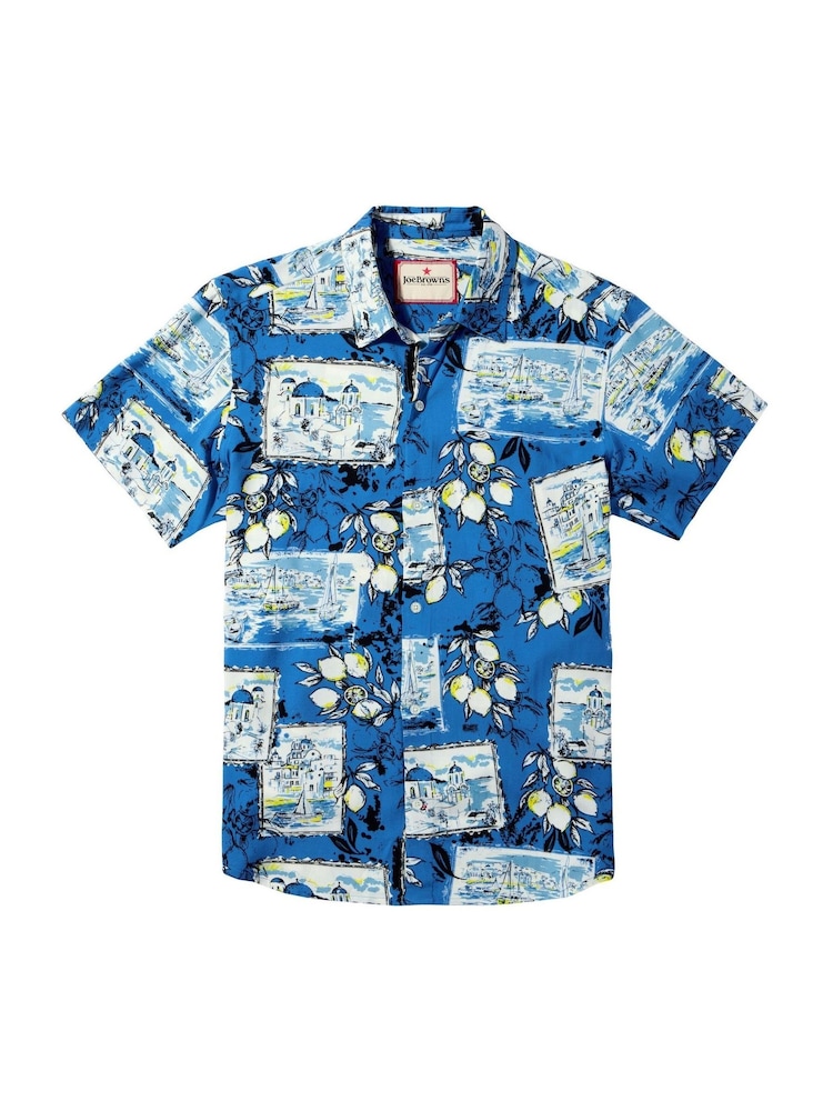 Joe Browns Blue Postcard Print Summer Holiday Short Sleeve Shirt - Image 5 of 5