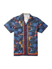 Joe Browns Blue 100% Cotton Hawaiian Surfing Cuban Short Sleeve Shirt - Image 5 of 5