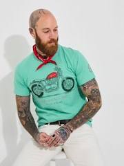 Joe Browns Blue 100% Cotton Motorbike Graphic Short Sleeve T-Shirt - Image 5 of 6