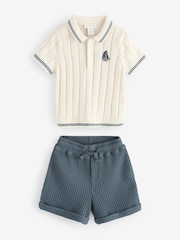 Monsoon Cream Newborn Knit T-Shirt and Shorts Set - Image 1 of 3
