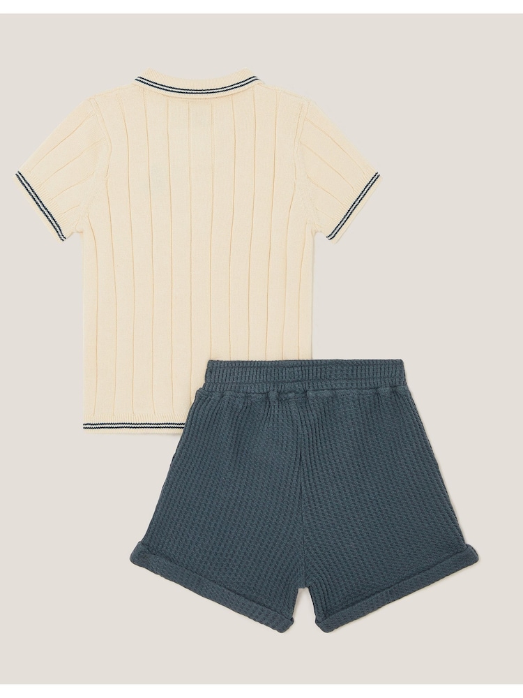 Monsoon Cream Newborn Knit T-Shirt and Shorts Set - Image 2 of 3