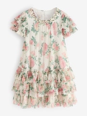 Monsoon Cream Alexandra Floral Ruffle Swing Dress - Image 1 of 4