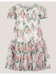 Monsoon Cream Alexandra Floral Ruffle Swing Dress - Image 2 of 4