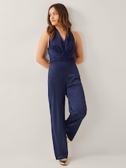 Monsoon Blue Tia Twist Sleeveless Jumpsuit - Image 1 of 4