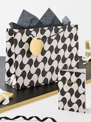 Blue/White Geometric Birthday Gift Bag and Card Set - Image 1 of 4