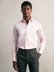 Reiss Pink Remote Double Cuff Slim-Fit Cotton-Sateen Shirt - Image 1 of 8