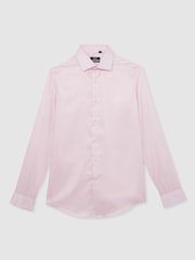 Reiss Pink Remote Double Cuff Slim-Fit Cotton-Sateen Shirt - Image 2 of 8