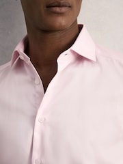 Reiss Pink Remote Double Cuff Slim-Fit Cotton-Sateen Shirt - Image 3 of 8