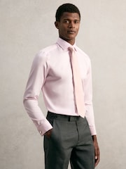 Reiss Pink Remote Double Cuff Slim-Fit Cotton-Sateen Shirt - Image 4 of 8