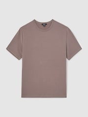 Reiss Taupe Brown Joe Stretch-Cotton Crew-Neck T-Shirt - Image 2 of 5