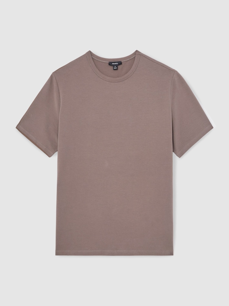 Reiss Taupe Brown Joe Stretch-Cotton Crew-Neck T-Shirt - Image 2 of 5