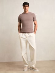 Reiss Taupe Brown Joe Stretch-Cotton Crew-Neck T-Shirt - Image 3 of 5