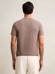 Reiss Taupe Brown Joe Stretch-Cotton Crew-Neck T-Shirt - Image 4 of 5