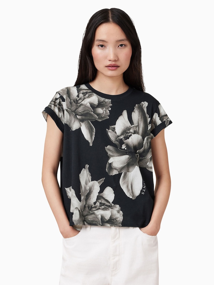 AllSaints Black Anna 100% Cotton T-Shirt - Image 1 of 7