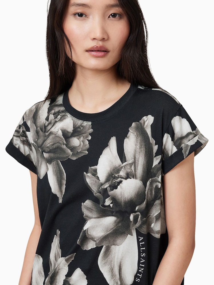 AllSaints Black Anna 100% Cotton T-Shirt - Image 2 of 7