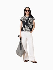 AllSaints Black Anna 100% Cotton T-Shirt - Image 3 of 7