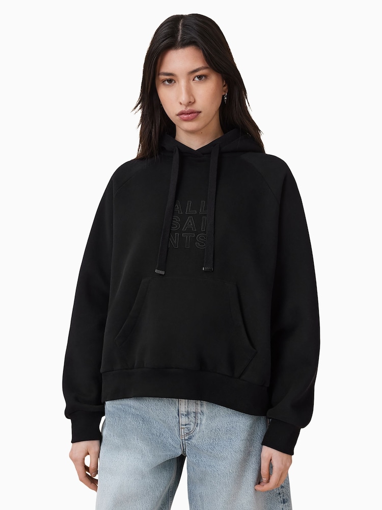 AllSaints Black Stacks Talon Hoodie - Image 1 of 8 AllSaints Black Stacks Talon Hoodie - Image 1 of 8