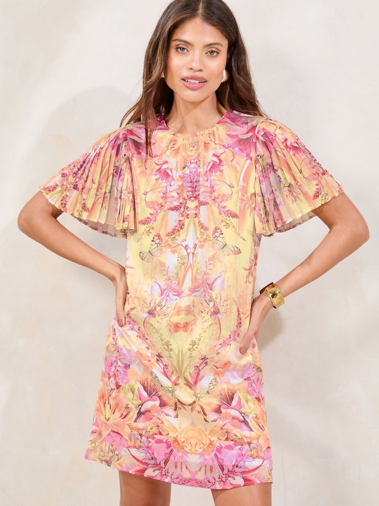 Rosa estampado - Vestido recto plisado con estampado floral de Lipsy - Imagen 1 de 4