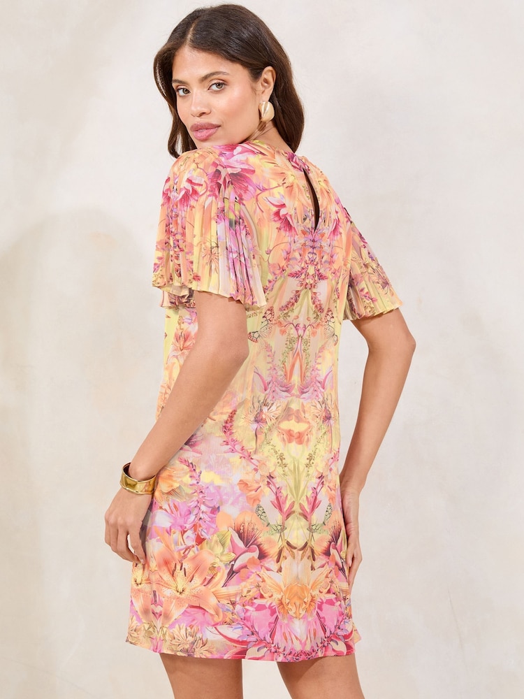 Rosa estampado - Vestido recto plisado con estampado floral de Lipsy - Imagen 4 de 4