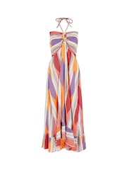 Yumi Block Print Halter neck Cotton Maxi Dress - Bild 4 von 5