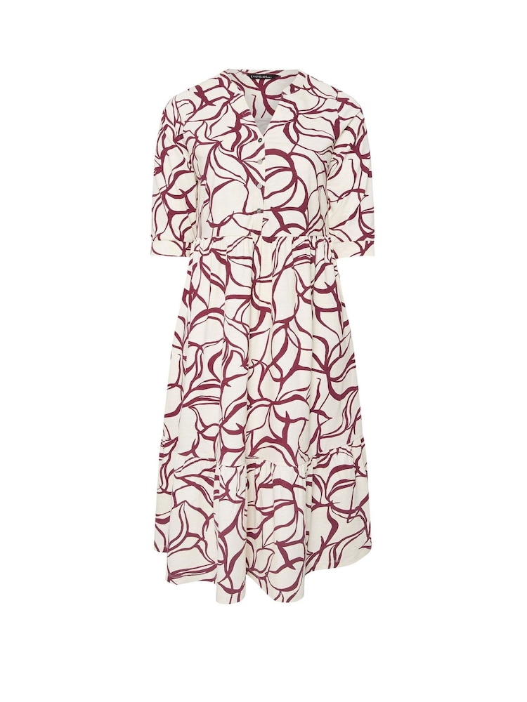 Evans Natural All-Over Print 100% Cotton Slub Dress - Image 2 of 2
